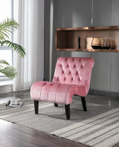 Miniatura 14 de Sillón decorativo de terciopelo para sala de estar, silla de ocio moderna con respaldo copetudo, silla auxiliar sin brazos para interiores, silla
