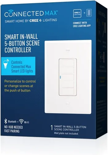 Miniatura 2 de Cree Connected Max Smart In-Wall Controlador de escena de 5 botones para bombillas inteligentes Connected Max, compatible con cualquier bombilla