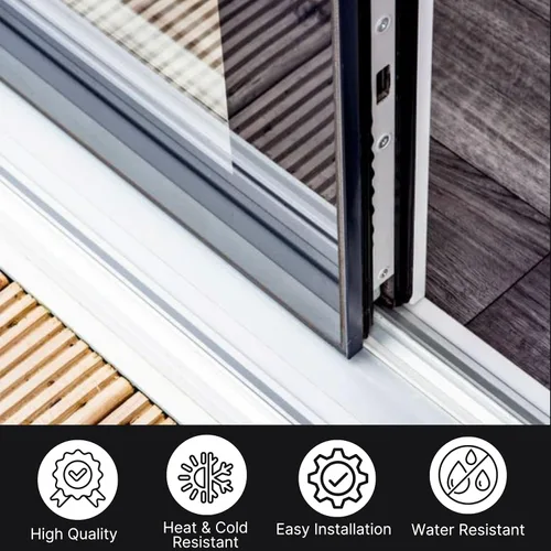 Miniatura 6 de KC Hardware - Riel de puerta corrediza de vinilo de alta calidad con cubierta de acero inoxidable, ideal para puertas de vidrio y mosquitera, Negro