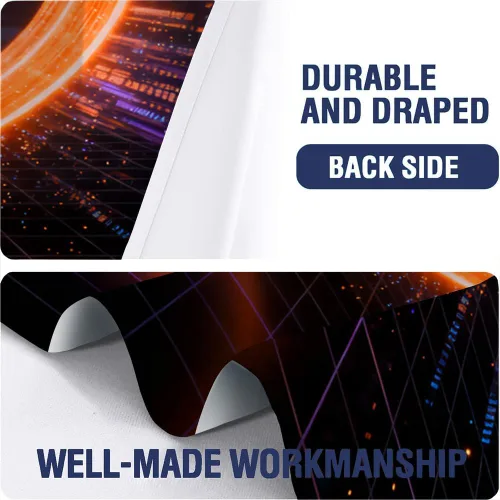 Miniatura 6 de Cyber Ring Curtains, Thermal Insulated Darkening Drapes For Sci-Fi Home Decor, Futuristic Neon Circle Digital Grid Scene Grommet Window Treatments