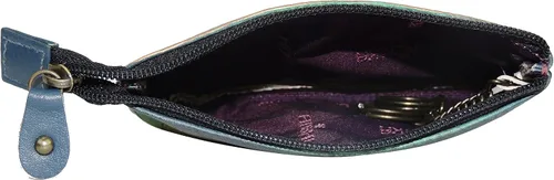 Miniatura 3 de Anuschka Bolsa de piel auténtica pintada a mano para mujer, con cremallera, 2 llaveros