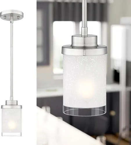 TENGXIN Lámpara Colgante Moderna para Isla de Cocina, Luminaria de Techo Colgante de Níquel Cepillado, Iluminación Colgante de Estilo Granja para