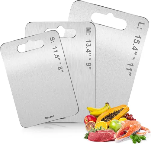 Miniatura 2 de Tabla de cortar, tabla de cortar de acero inoxidable para cocina, carne, frutas, verduras, S 11.5 x 8 pulgadas