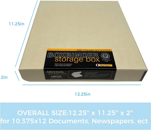Miniatura 2 de Lineco, Archival - Caja de álbum de conservación de 3 anillas, 12.25 x 11.25 x 2 pulgadas, diseño único para almacenar, conservar, organizar fotos