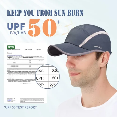 Miniatura 26 de ELLEWIN Gorra de béisbol unisex UPF 50 sin estructura, con pico grande y plegable