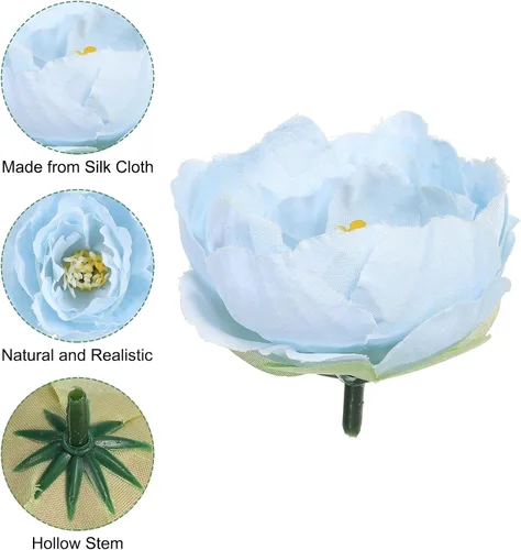 Miniatura 4 de PATIKIL Cabeza de flores artificiales, 15 cabezas de flores falsas, cabezas de peonía de seda a granel, flores de simulación para ramos de flores