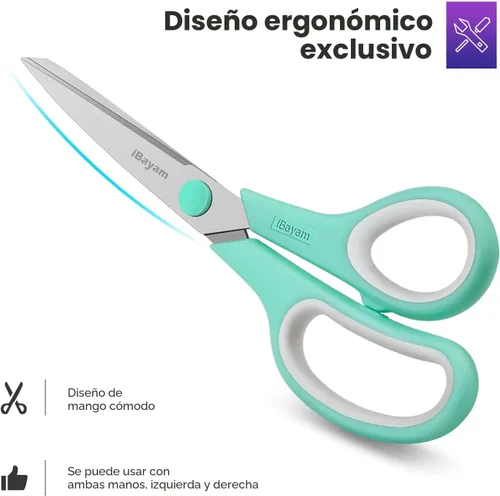 Miniatura 5 de Tijeras, iBayam de 20,3 cm para todo uso, paquete de 3 unidades, tijeras ultra afiladas con hoja de 2,5 mm de grosor, mango de agarre cómodo