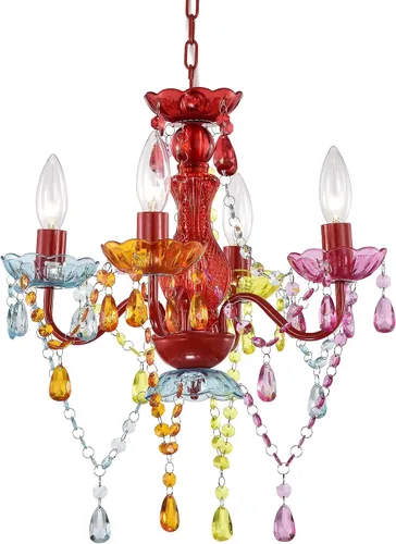 Miniatura 13 de LaLuLa Mini Lámpara de Araña con Cristales de Acrílico Lámpara de Araña Rosa de 4 Luces Lámparas de Araña Modernas para Dormitorio y Habitación