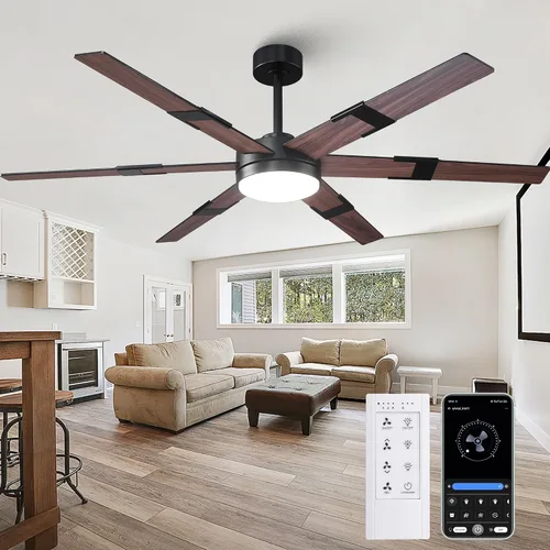 Miniatura 11 de Ventiladores de techo dorados de 60 pulgadas con luces y control remoto, modernos ventiladores de techo grandes para exteriores, para patios, motor