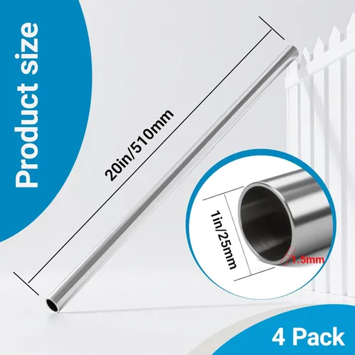 Miniatura 3 de Paquete de 4 tubos de acero inoxidable 304 de 1 pulgada, tubo de metal grueso de 20 pulgadas de longitud, grosor de pared de 0.059 in, tubo de acero