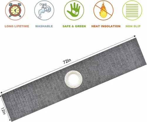 Miniatura 2 de GIVERARE Camino de mesa, 12x72 pulgadas, resistente al calor, vinilo tejido largo para mesa, caminos de mesa de PVC antideslizantes lavables