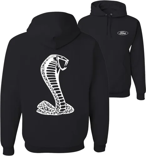 Wild Bobby Sudadera con capucha unisex retro con logotipo de Ford Shelby Cobra Emblem Vintage White Logo Cars and Trucks Front and Back Unisex
