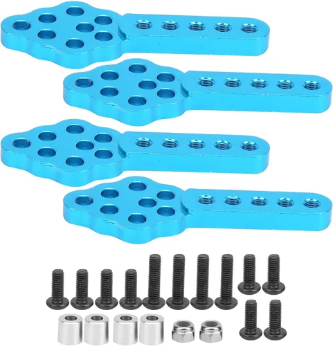 Miniatura 4 de Soporte de amortiguador RC, ángulo de altura ajustable, soporte de choque RC Crawler, 4 piezas de aleación de aluminio azul, para entusiastas de RC