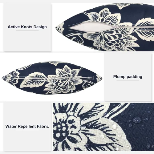 Miniatura 899 de Juego de 2 almohadas para exteriores de 16 x 16 pulgadas, repelentes al agua con interiores, para muebles de patio, hogar, jardín, geometría bohemia