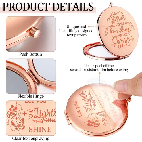 Miniatura 3 de Huwena 12 piezas de espejo cristiano para mujeres, versículo bíblico a granel, espejo de bolsillo compacto plegable, regalo religioso inspirador