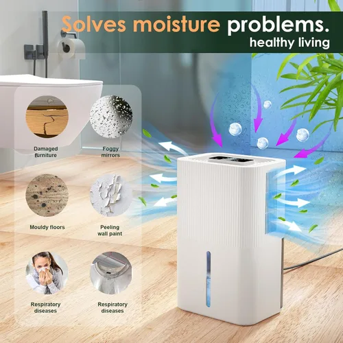 Miniatura 6 de Deshumidificador portátil para el hogar, sótano, baño, dormitorio, tanque de 91 onzas, cobertura de 900 pies cuadrados, diseño inteligente
