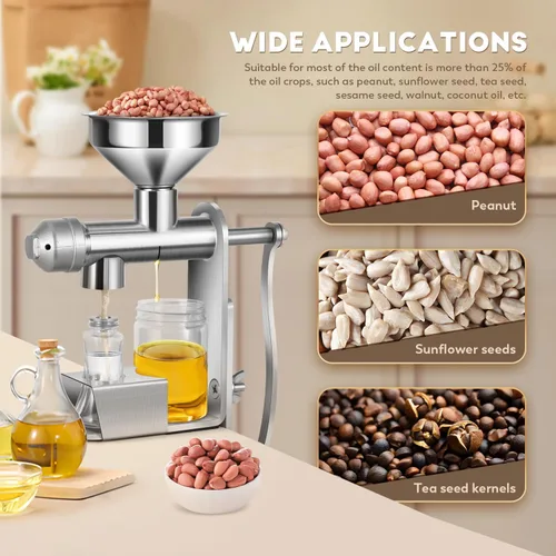 Miniatura 2 de Máquina manual de prensa de aceite frío Extractor de aceite doméstico Expulsor de nueces de maní y aceite de semilla para prensa física y expulsión