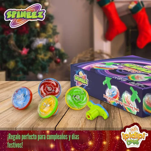 Miniatura 6 de IPIDIPI TOYS Spineez - Paquete de 12 juguetes giratorios LED para niños, ideales para rellenar calcetines navideños para niños, recuerdos de fiesta