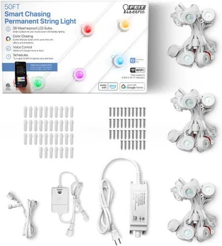 Miniatura 12 de Feit Electric Luces permanentes para exteriores, luces inteligentes RGBIC, luces LED de Navidad de 50 pies, luz debajo de los aleros habilitada