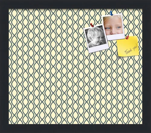 Miniatura 88 de PinPix Tablero de anuncios de corcho de 13 x 13 pulgadas. Este tablero decorativo enmarcado viene con diseño de ondas en blanco y negro y un marco