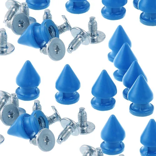 Miniatura 15 de RUBYCA 100 juegos de clavos y tachuelas de metal para árbol de 0.472 in con parte trasera metálica para bricolaje punk, cuero artesanal azul