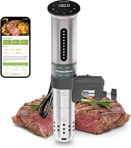 KitchenBoss Wifi Sous Vide Cooker: Circulador de inmersión ultrasilencioso Sous Vide Control APP 1100W, IPX7 Impermeable Sous-vide Precision Cooker