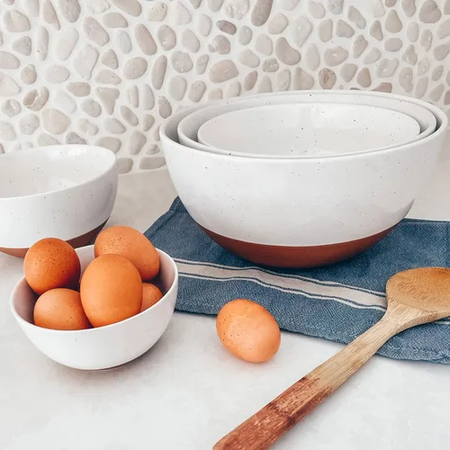 Miniatura 6 de Mora Cuencos de cerámica grandes para mezclar, juego de 2 cuencos anidables para cocinar, servir, palomitas de maíz, ensalada, etc. - Gres de cocina