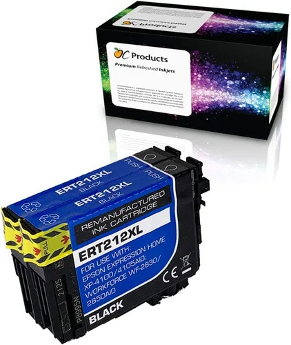Cartucho de tinta remanufacturado de repuesto para Epson 212 212XL para XP-4100 XP-4105 WF-2830 WF-2850 (2 negro)