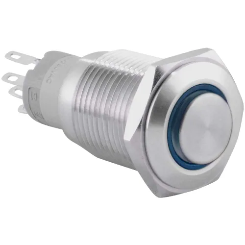 Miniatura 8 de JacobsParts Interruptor de arranque momentáneo de acero inoxidable plateado con LED azul para orificio de corte de panel de 1/2" (12 mm) de diámetro