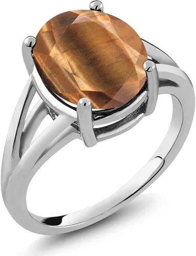 Miniatura 15 de Gem Stone King Anillo solitario con piedra preciosa de 3.00-7.00 quilates Plata de ley 925 Ovalado de 0.47 x 0.49 pulgadas Anillo