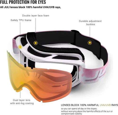 Miniatura 3 de Juli - Gafas de esquí, snowboard y patinaje, para hombres y mujeres Marco blanco naranja (vlt 13%) lente