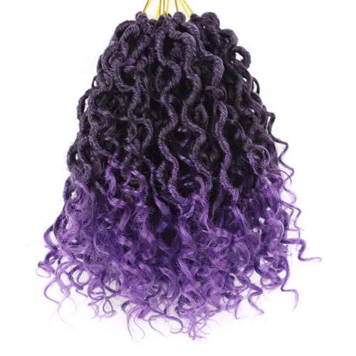 Miniatura 21 de Cabello de Crochet de 8 Pulgadas para Mujeres Negras, 7 Paquetes de Cabello de Crochet Goddess Locs con Puntas Rizadas, Locs Falsos Cortos con Bucle