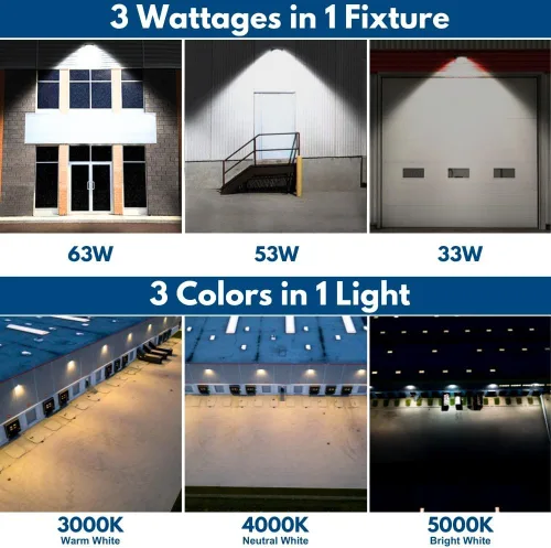 Miniatura 3 de Konlite KWPT - Paquete de luz LED de pared, seleccionable 63 W/53 W, 8,850 lúmenes, CCT ajustable 5000 K/4000 K/3000 K, regulable, 120-277 V