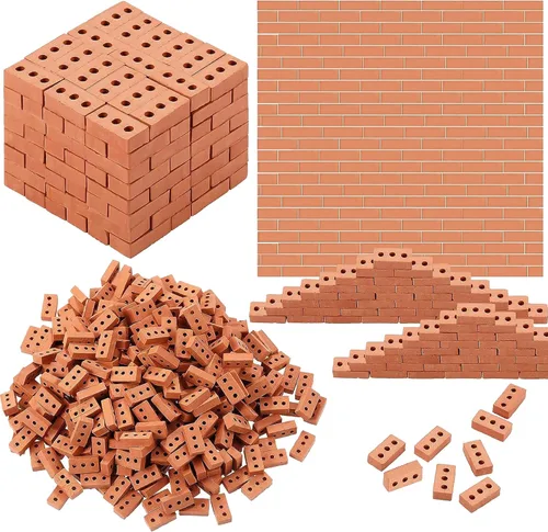 Miniatura 7 de Cayway 120 piezas de mini ladrillos pequeños para paisajismo, ladrillos en miniatura, ladrillos pequeños para manualidades, ladrillos falsos