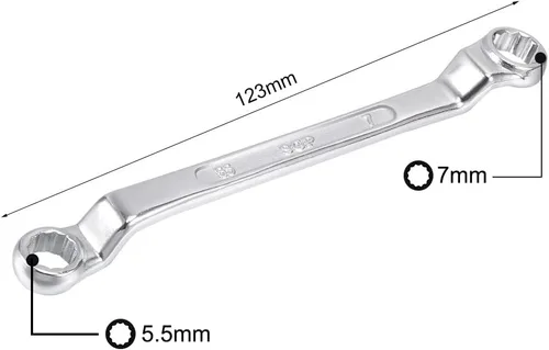 Miniatura 10 de uxcell Llave métrica de extremo de caja doble de 0.512 in x 0.630 in con desplazamiento de 12 puntos, cromada, acero Cr-V