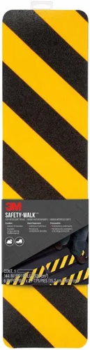 3M Safety-Walk Banda reflectante antideslizante de precaución, Negro/Amarillo, 613BY-T6X24, 6" x 24"