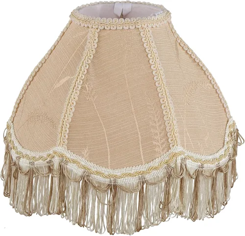 Aspen Creative 55001 - Pantalla de lámpara de cúpula festoneada cosida a mano con flecos UNO en Biscotti Beige, 4 pulgadas superior x 10 pulgadas