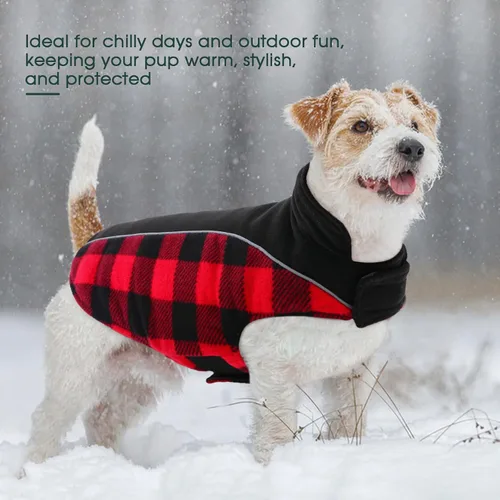 Miniatura 5 de Kuoser - Abrigo reversible para perros para climas fríos, abrigo de invierno impermeable reflejante para mascotas, abrigo para perros a cuadros