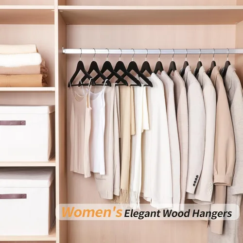 Miniatura 5 de Amazon Basics Perchas de madera para trajes, paquete de 30, color negro