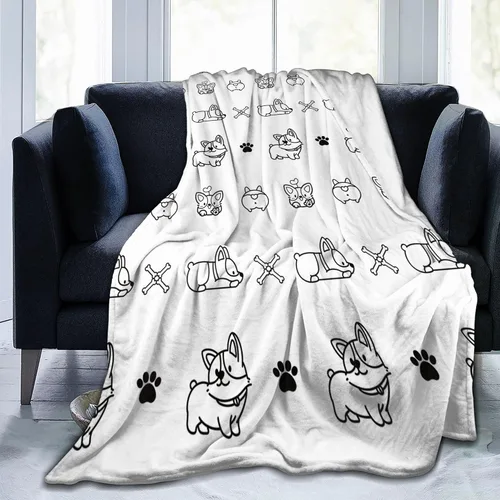 Miniatura 10 de Manta Bichon Frise, 30 x 40 pulgadas, sin costuras, bocetos negros de bichón, cabezas de cachorro, patrón de huesos y patas, manta de franela