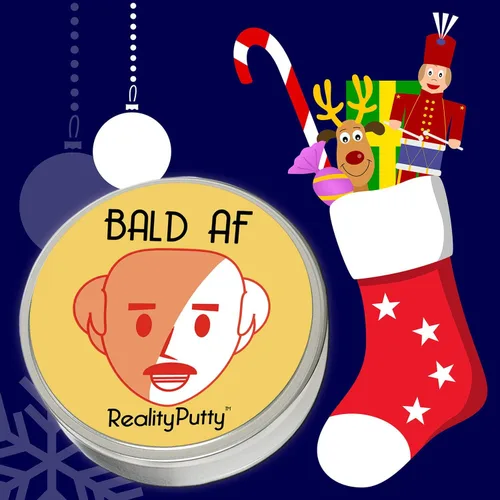 Miniatura 7 de Bald AF Reality Putty - Regalo de broma de hombre calvo para hombres, masa de estrés con purpurina naranja