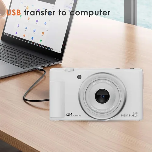 Miniatura 5 de Cámara digital 4K para fotografía Cámara de vlogging de 64MP para video de YouTube 2.8 pulgadas, 270°, cámaras de viaje con zoom 16X con tarjeta