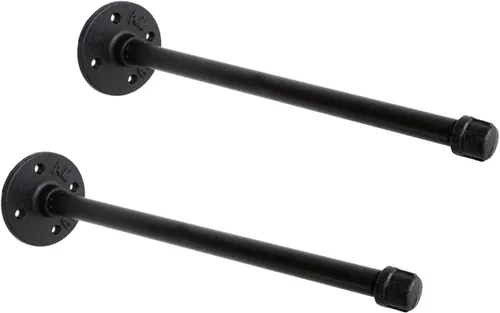 Soportes industriales de tubo de hierro negro de 1/2 pulgada, soporte rústico para colgar en la pared, soportes de tubo personalizados para estantes