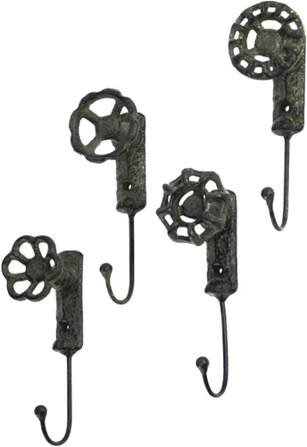 Miniatura 3 de TG,LLC Treasure Gurus - Juego de 4 ganchos de montaje en pared para grifo de jardín, estilo antiguo