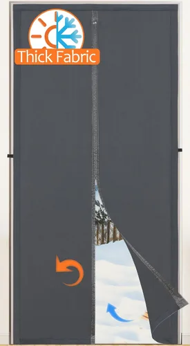 Cortina magnética para puerta con aislamiento térmico, tela en capas más gruesas e imanes de tira completa, cortinas temporales de puerta, puerta de