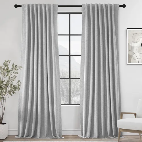 Miniatura 34 de UHITECH - Cortinas opacas beige para sala de estar, cortinas cortas de 35 pulgadas para habitación, cortinas negras para ventanas pequeñas, paneles