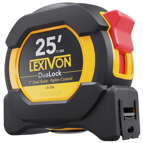 Miniatura 14 de LEXIVON [2-Pack] Cinta métrica DuaLock de 25 pies/7,5 m Cuchilla de 1 pulgada de ancho con revestimiento de nailon, acabado mate blanco y amarillo