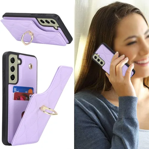 Miniatura 3 de Lipvina Funda para Samsung Galaxy S22 5G con tarjetero para mujer, tarjetero de crédito, soporte de anillo de soporte, funda tipo cartera