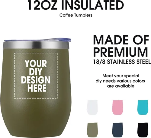 Miniatura 3 de Vaso de vino personalizado con impresión en Estados Unidos, taza de café personalizada de viaje de acero inoxidable con tapa y pajita, taza aislada