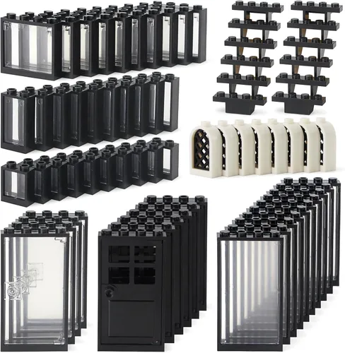 Set de Ventanas y Puertas para Interior Decoración Accesorios Kit de Bloques de Construcción MOC 118 Piezas y Partes Compatibles con Principales